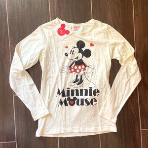 Uniqlo x Disney long-sleeve Minnie Mouse cotton shirt, Girls size 11, NWT